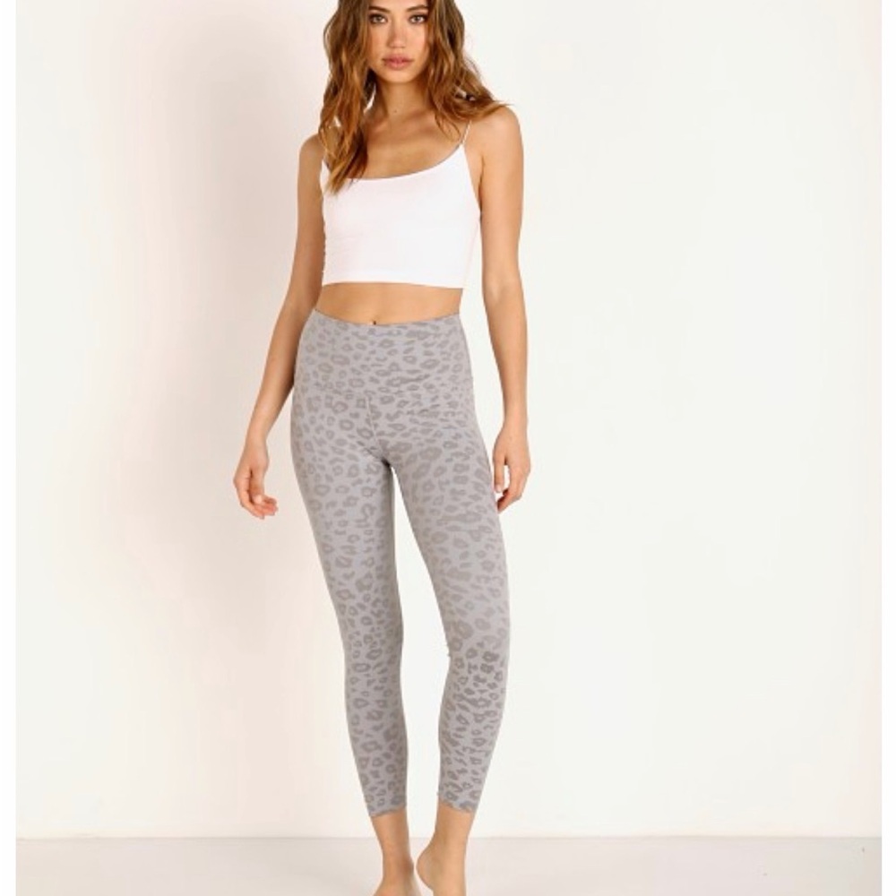 Beyond Yoga High Waisted Midi Legging Gray Leopard